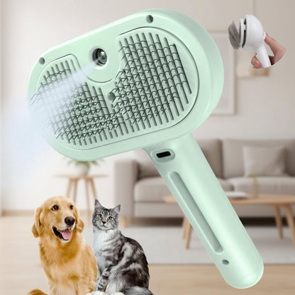 Spazzola autopulente per la toelettatura degli animali, pettine massaggiante in silicone con nebulizzatore