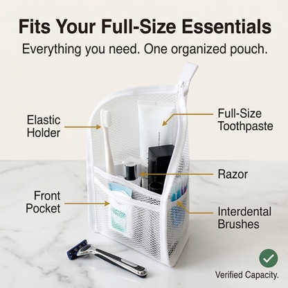 Self-Standing Travel Toiletry Pouch with Organised Compartments