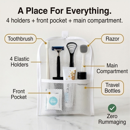 Self-Standing Travel Toiletry Pouch with Organised Compartments