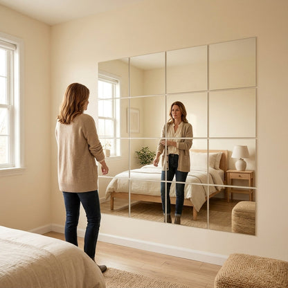 Shatterproof Acrylic Mirror Tiles 12-Piece Full-Length Set