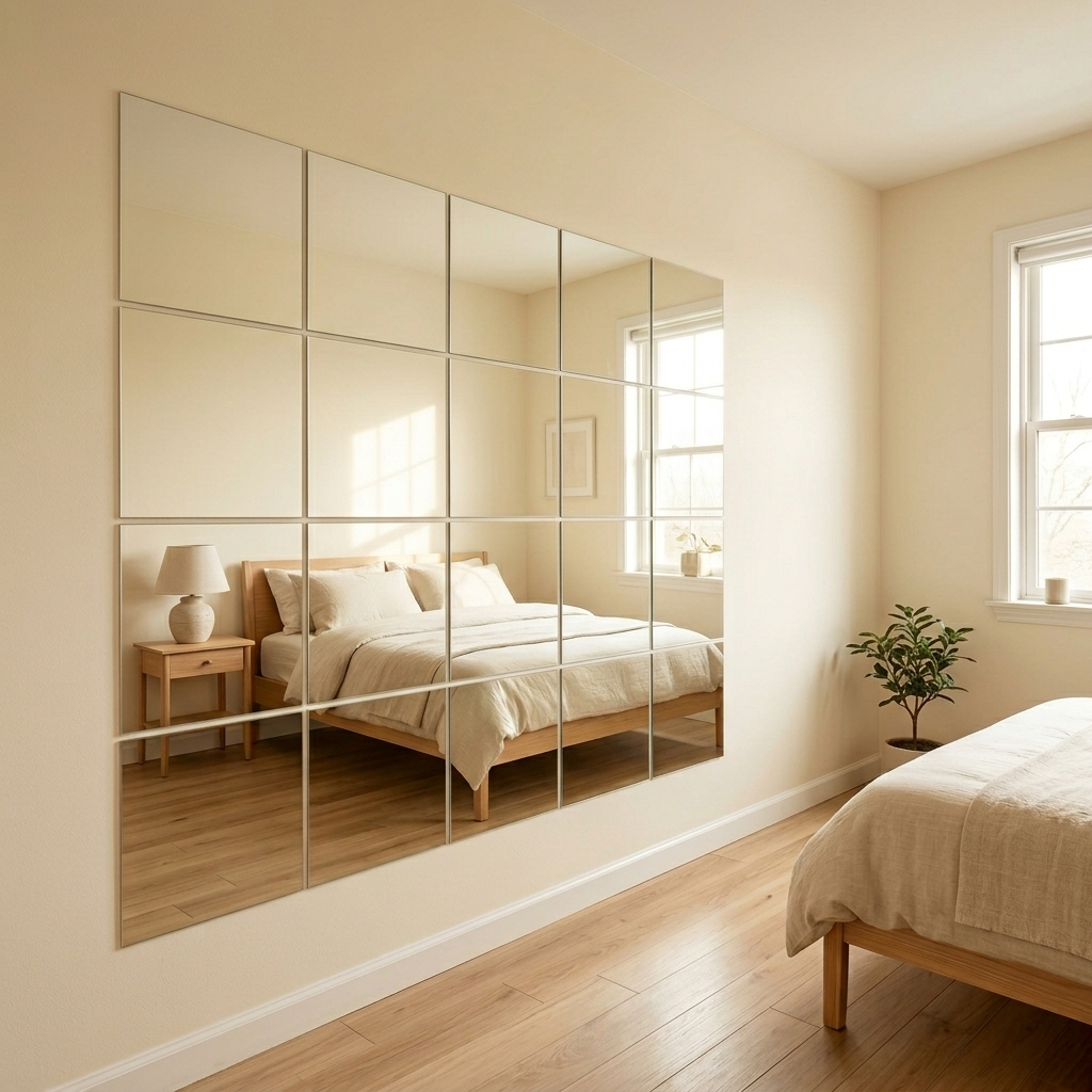 Shatterproof Acrylic Mirror Tiles 12-Piece Full-Length Set