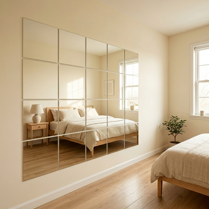 Shatterproof Acrylic Mirror Tiles 12-Piece Full-Length Set