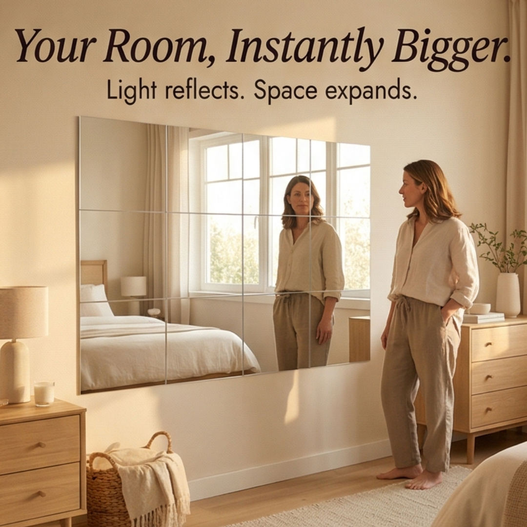 Shatterproof Acrylic Mirror Tiles 12-Piece Full-Length Set