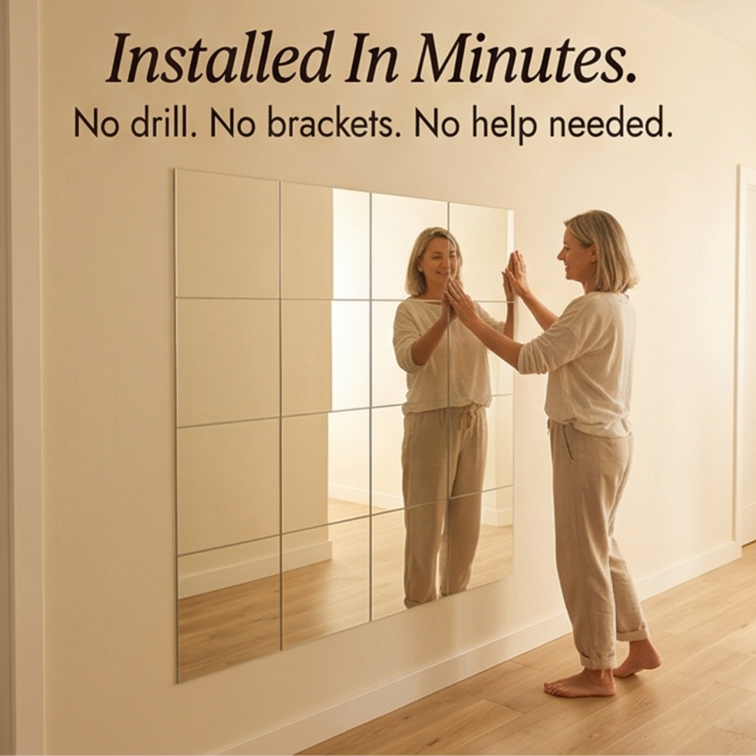 Shatterproof Acrylic Mirror Tiles 12-Piece Full-Length Set