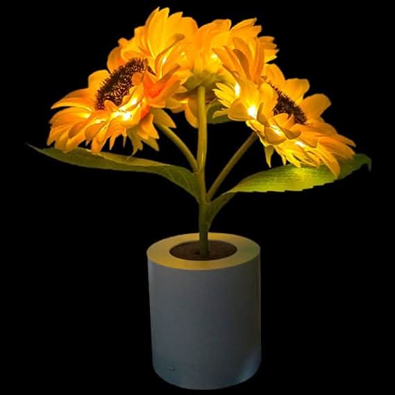 Shimmering Sunflower LED Table Lamp with Rechargeable USB Lighting