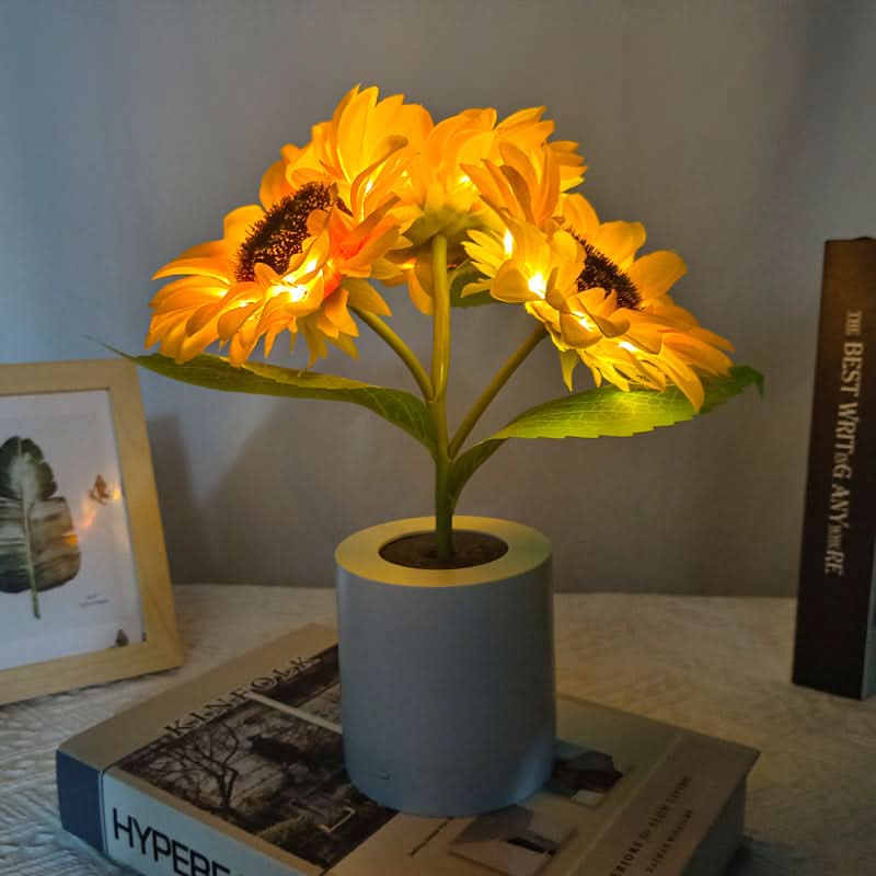 Shimmering Sunflower LED Table Lamp with Rechargeable USB Lighting