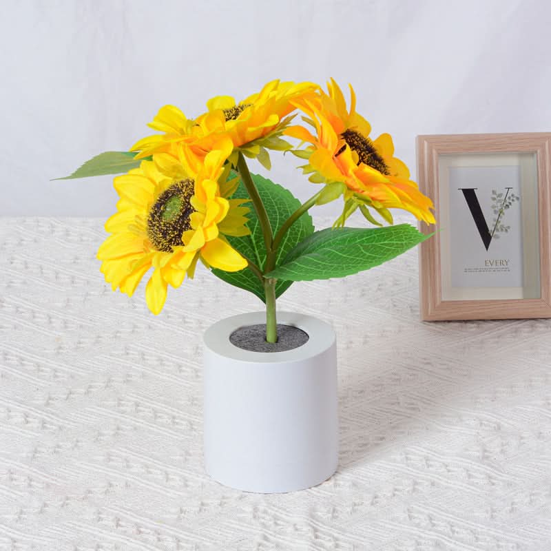 Shimmering Sunflower LED Table Lamp with Rechargeable USB Lighting