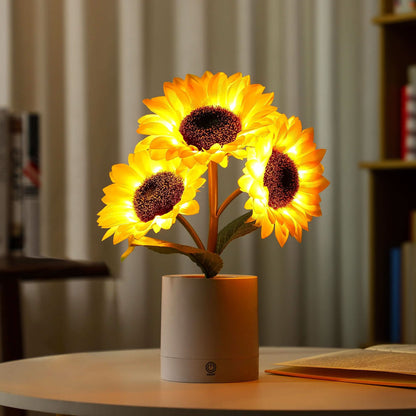Shimmering Sunflower LED Table Lamp with Rechargeable USB Lighting