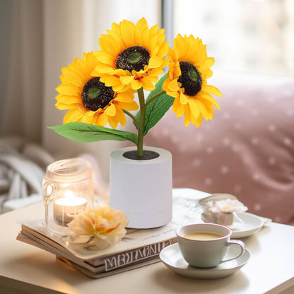 Shimmering Sunflower LED Table Lamp with Rechargeable USB Lighting