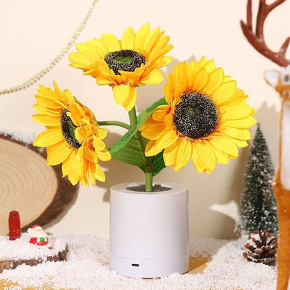 Shimmering Sunflower LED Table Lamp with Rechargeable USB Lighting