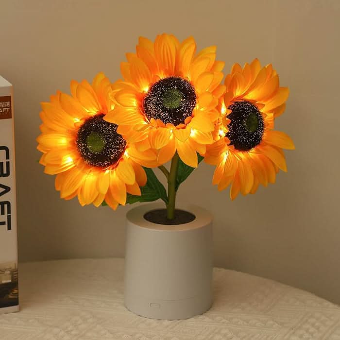 Shimmering Sunflower LED Table Lamp with Rechargeable USB Lighting