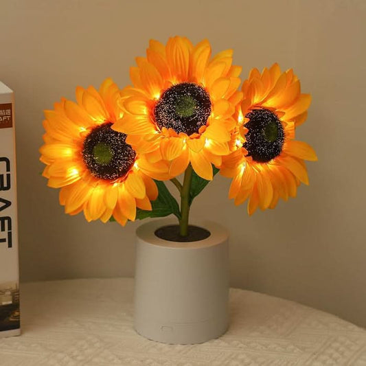 Shimmering Sunflower LED Table Lamp with Rechargeable USB Lighting