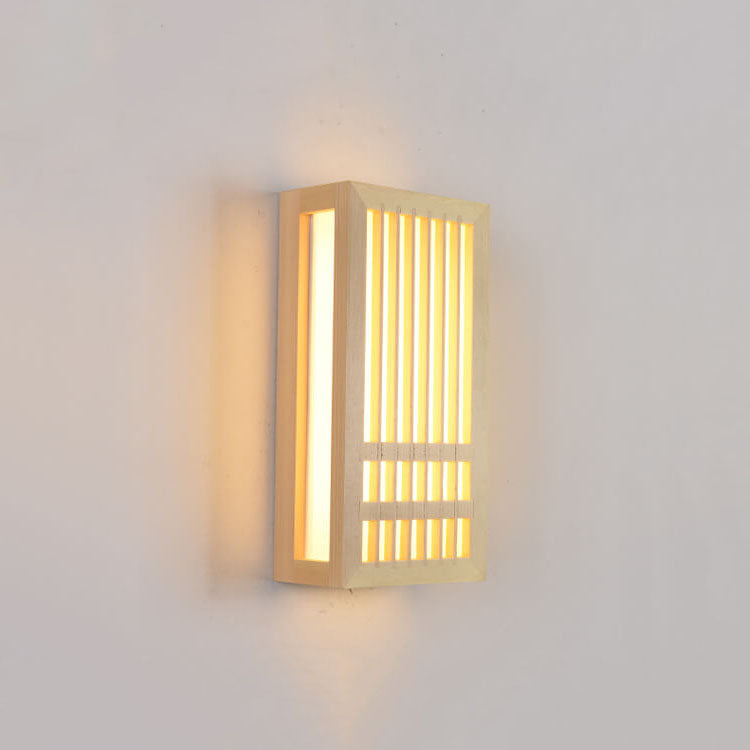 ShizuLight Japanese Wooden LED Wall Lamp with Warm Ambient Glow