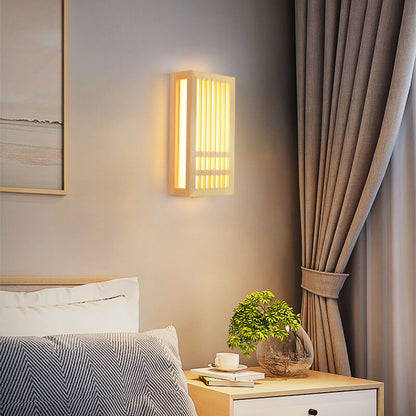ShizuLight Japanese Wooden LED Wall Lamp with Warm Ambient Glow