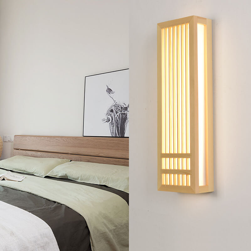 ShizuLight Japanese Wooden LED Wall Lamp with Warm Ambient Glow