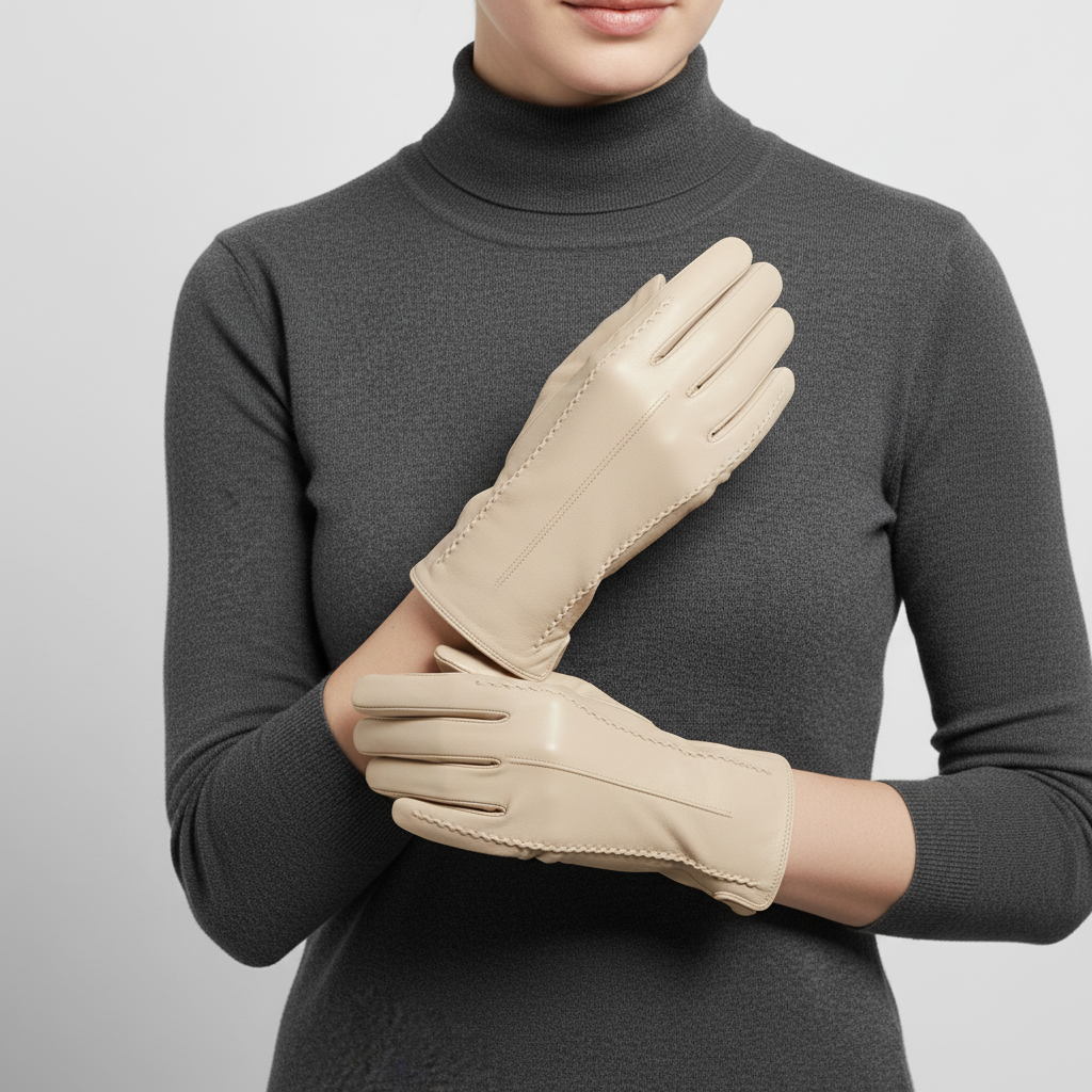 Short PU Leather Gloves with Touchscreen Fingertips and Velvet Lining