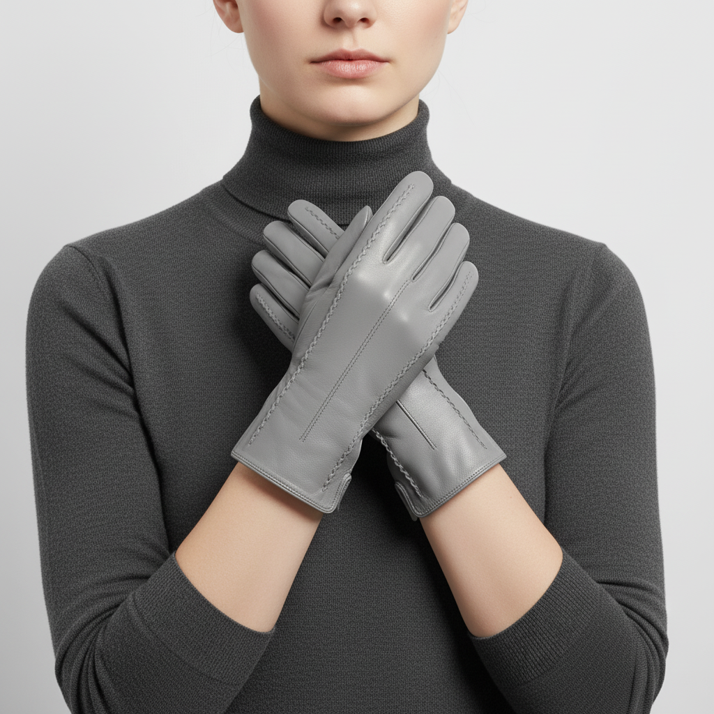 Short PU Leather Gloves with Touchscreen Fingertips and Velvet Lining