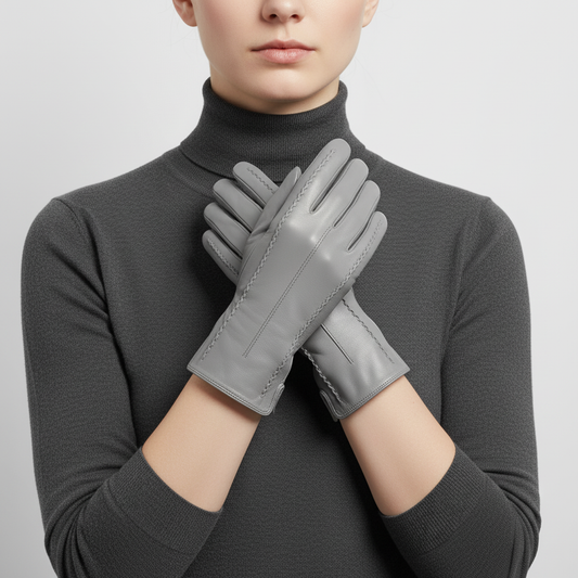Short PU Leather Gloves with Touchscreen Fingertips and Velvet Lining