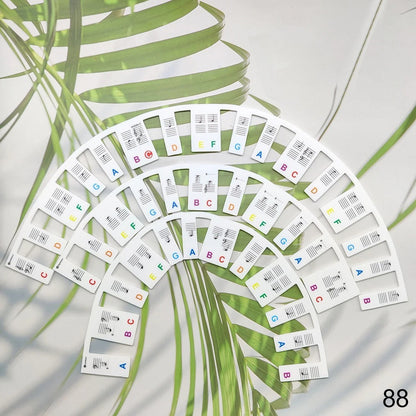 Siliconenstickers voor pianotoetsen met noten, 88 toetsen, leerlabels voor beginners