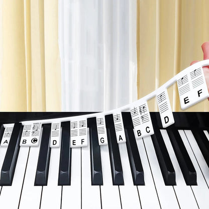 Siliconenstickers voor pianotoetsen met noten, 88 toetsen, leerlabels voor beginners