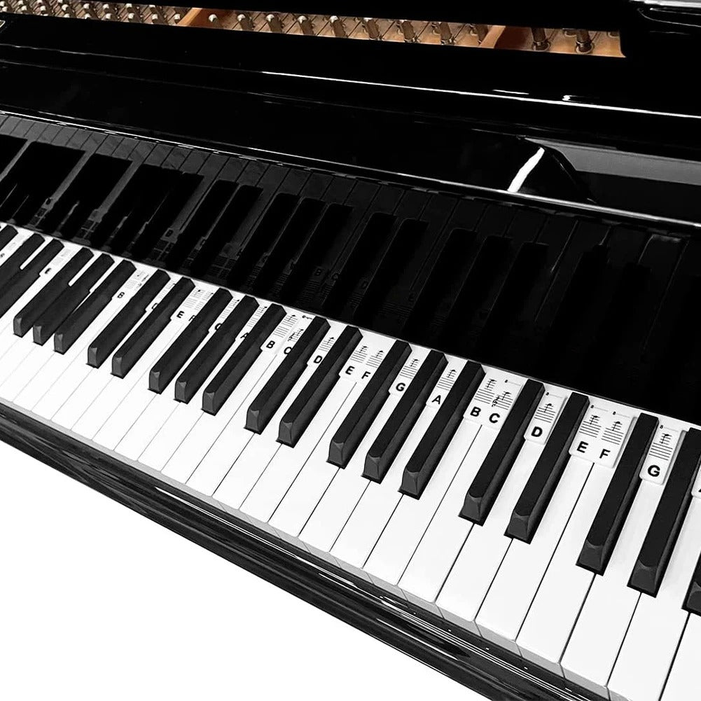 Siliconenstickers voor pianotoetsen met noten, 88 toetsen, leerlabels voor beginners