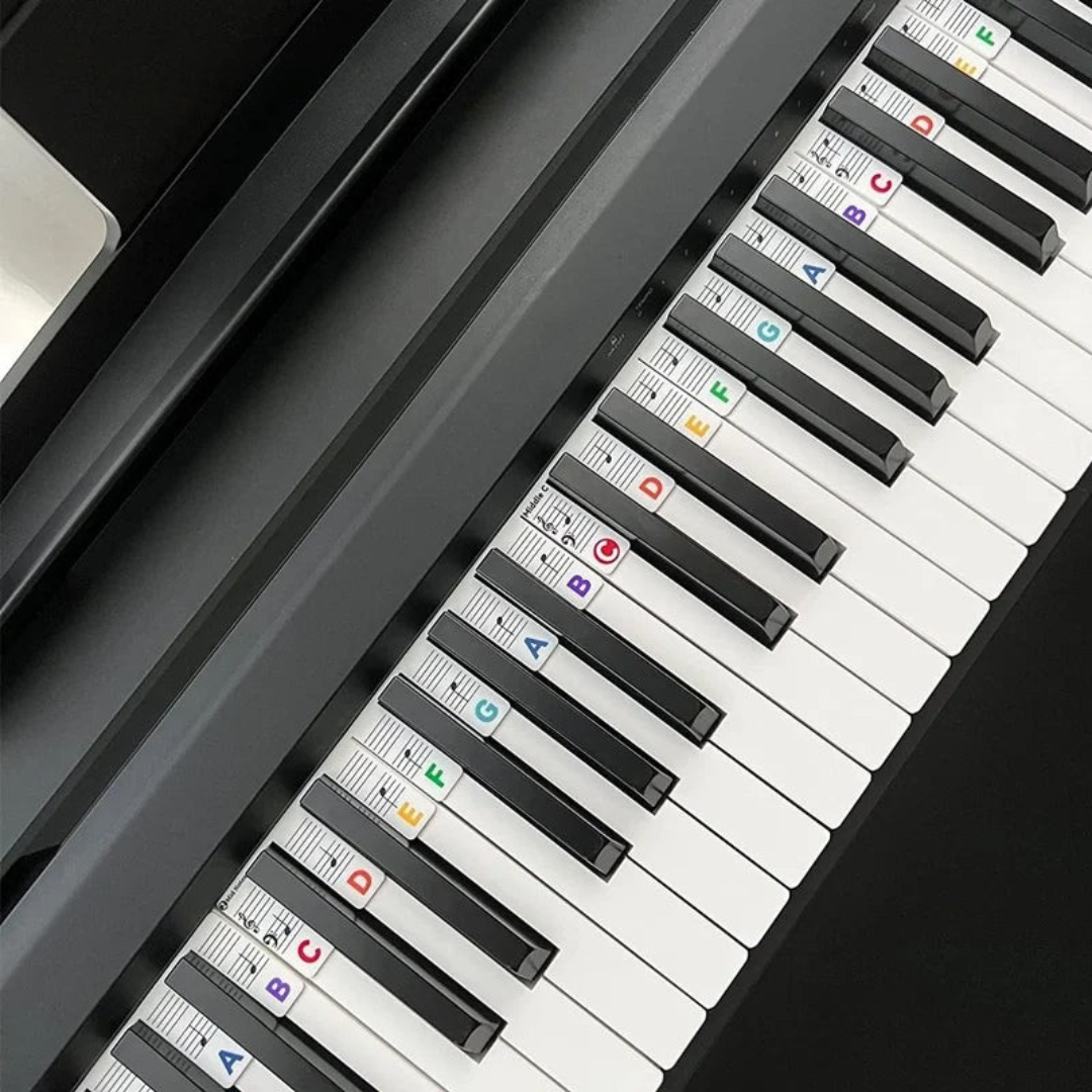 Siliconenstickers voor pianotoetsen met noten, 88 toetsen, leerlabels voor beginners