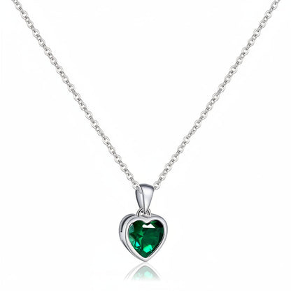 Silver Heart Pendant Necklace Sapphire Birthstone Adjustable Women's Jewelry