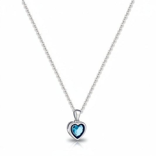 Halskette aus Silber mit Herzanhänger und Saphir-Geburtsstein, verstellbarer Damenschmuck