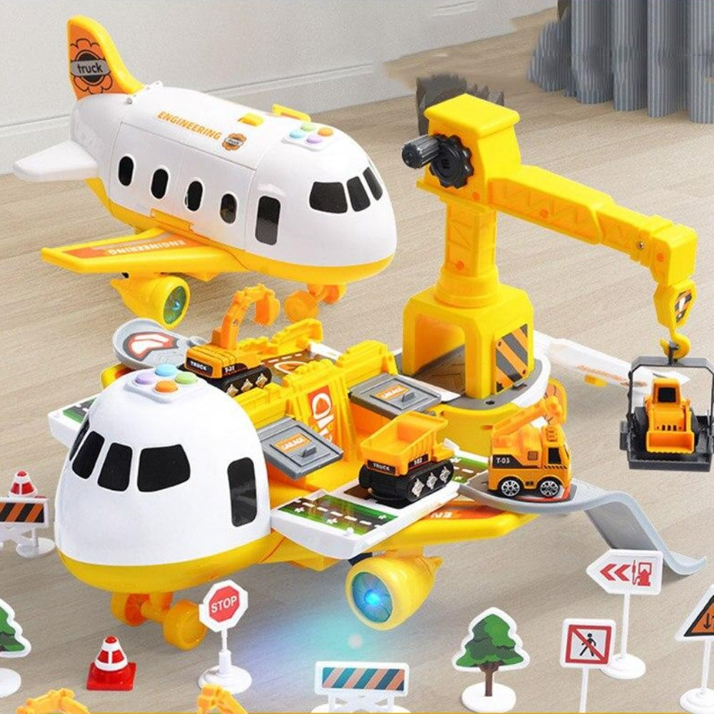 SkyExplorer Plane Playset – 20 Piece Kids Toy with Construction Vehicles