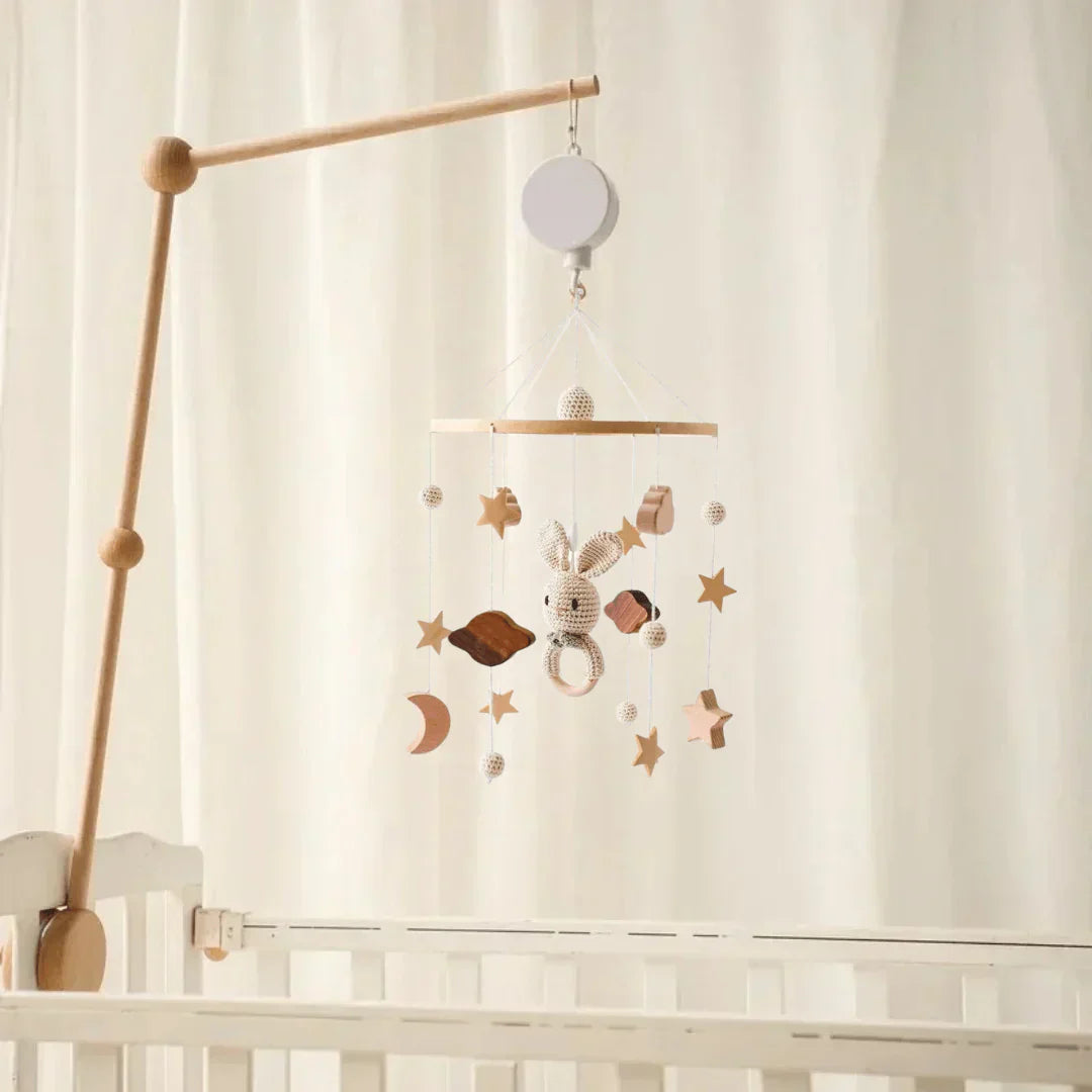 SkyWhirl Wooden Baby Mobile for Calm Nursery Decor