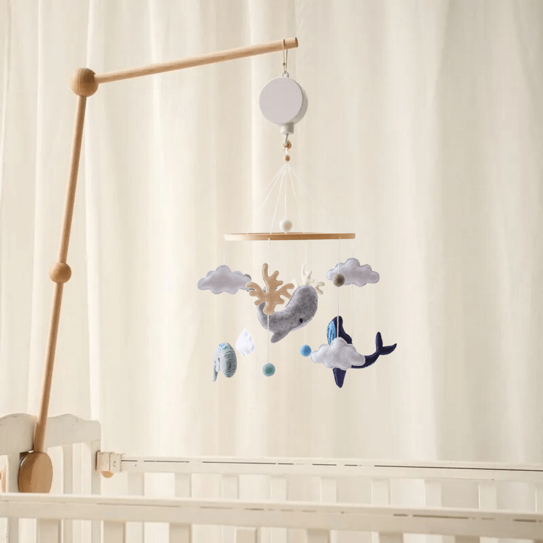 SkyWhirl Wooden Baby Mobile for Calm Nursery Decor