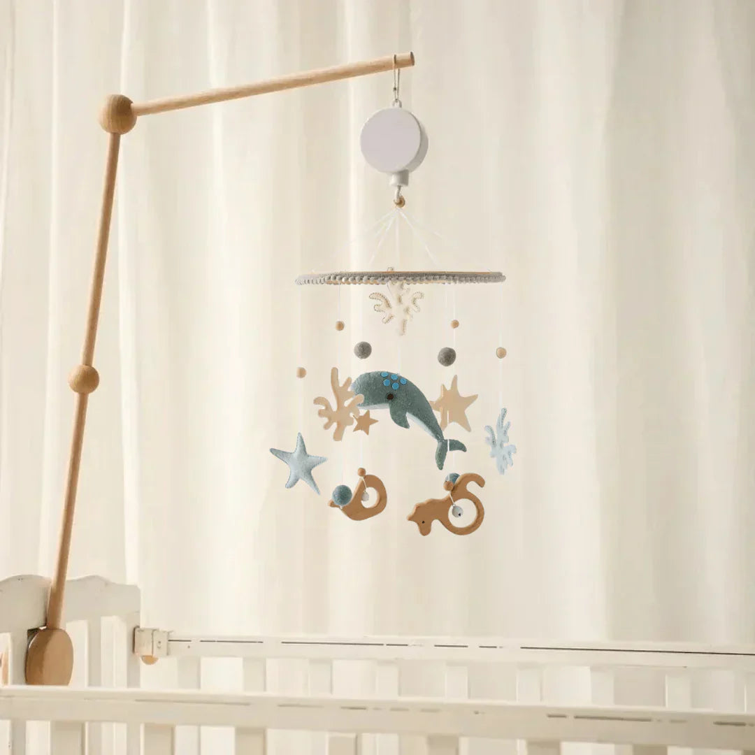 SkyWhirl Wooden Baby Mobile for Calm Nursery Decor