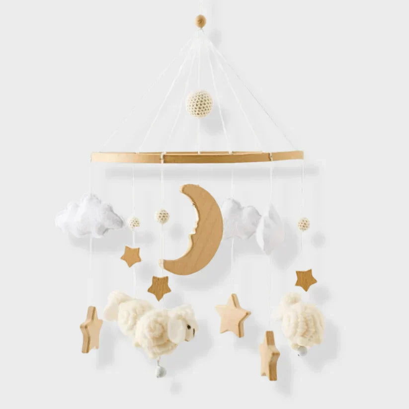 SkyWhirl Wooden Baby Mobile for Calm Nursery Decor
