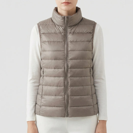 Sleeveless Quilted Vest with Zip Front and Pockets