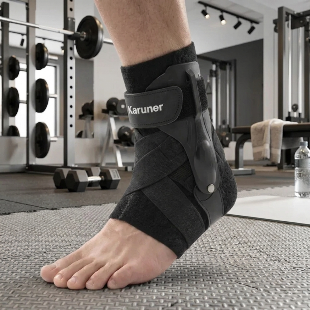 Slim Adjustable Ankle Support Brace with Side Stabilizers