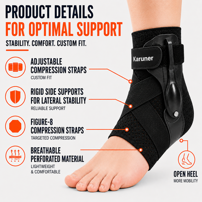 Slim Adjustable Ankle Support Brace with Side Stabilizers
