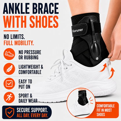 Slim Adjustable Ankle Support Brace with Side Stabilizers