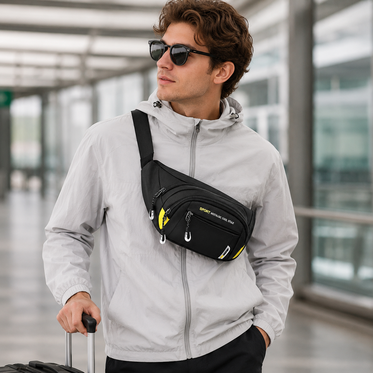 Slim Oxford Waist Pack with Adjustable Strap and Multiple Pockets
