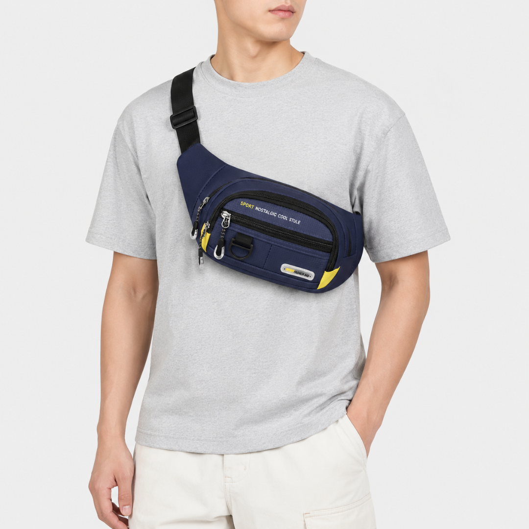 Slim Oxford Waist Pack with Adjustable Strap and Multiple Pockets