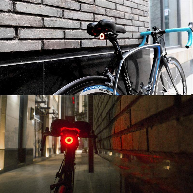 Smart Bike Tail Light USB Rechargeable Waterproof LED Rear Safety Light