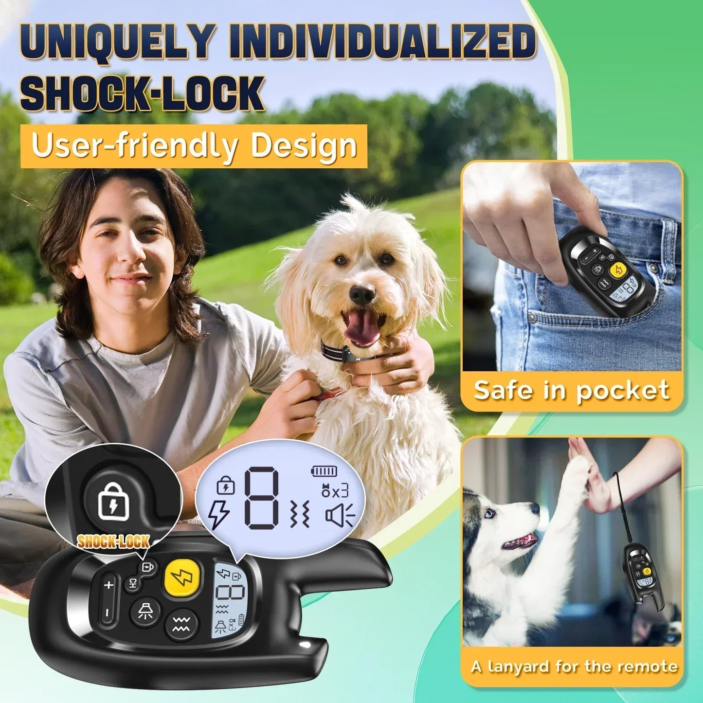 Smart Dog Training Collar with Remote and Safety Lock