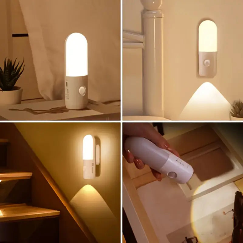 Smart Motion Sensor Night Light 3 in 1 Rechargeable Wall Light and Torch