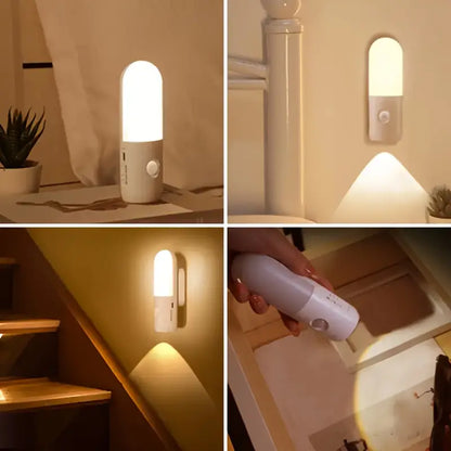 Smart Motion Sensor Night Light 3 in 1 Rechargeable Wall Light and Torch