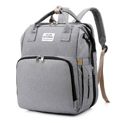 Smart Mummy Nappy Bag with Foldable Baby Bed Waterproof Travel Backpack