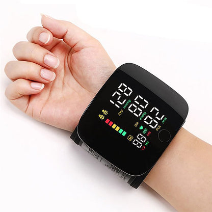 Smart Wrist Blood Pressure Monitor with Voice Alerts and Large LCD