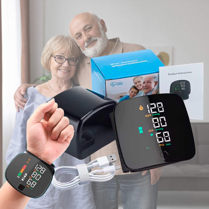 Smart Wrist Blood Pressure Monitor with Voice Alerts and Large LCD