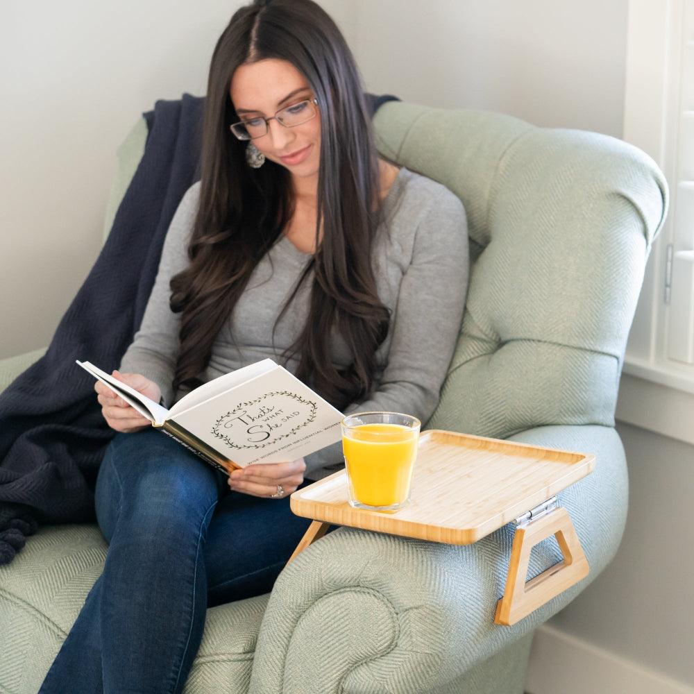 SofaMate Adjustable Sofa Arm Tray Table for Drinks and Essentials