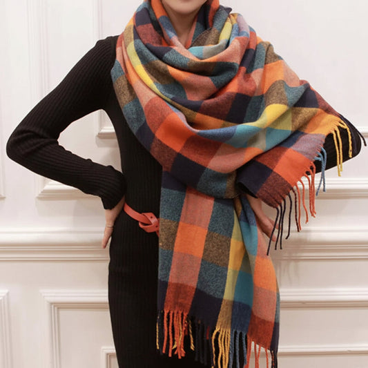Soft Plaid Winter Scarf Warm Wrap Lightweight Cold Weather Accessory