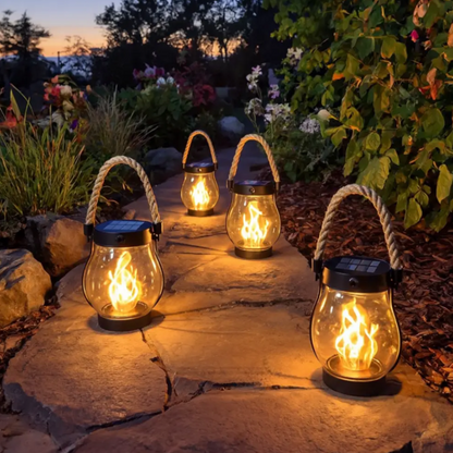 Solar Hanging Lantern with Flickering Flame Effect