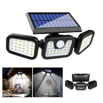 Solar LED Floodlight with Motion Sensor 3 Head Outdoor Light
